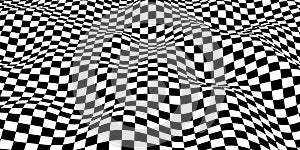 Futuristic checkerboard wave. Abstract vector wave with moving squares. Chess board background