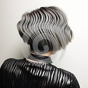 Futuristic Chromatic Waves: A Unique Bob Hairstyle With Traditional Japanese Artistic Techniques