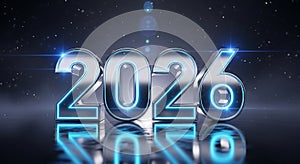 2026 Futuristic Chrome with Blue Neon Glow