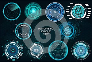 Futuristic Circles, Full color HUD Elements Set.