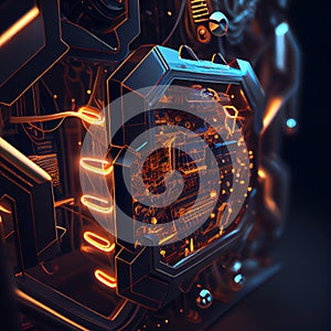 Futuristic circuit background created with Generative Ai