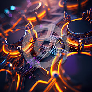 Futuristic circuit background created with Generative Ai