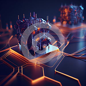 Futuristic circuit background created with Generative Ai