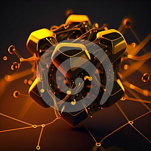 Futuristic circuit background created with Generative Ai