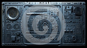 Futuristic circuit panel with intricate components