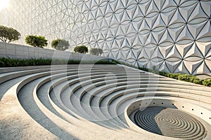 Futuristic circular architecture wave background