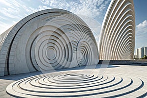 Futuristic circular architecture wave background