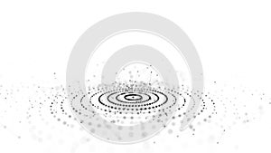 Futuristic of circular flow of particles on white background. Digital cyberspace. Network connections structure. 3D rendering.