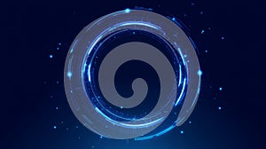 Futuristic circular hud interface with neon elements and dynamic data visualization in a blue tone