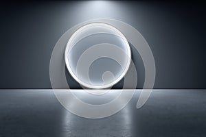 Futuristic Circular Light Installation on Dark Wall