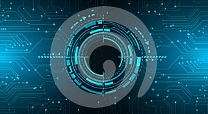Futuristic Circular Target Interface on Circuit Board Background