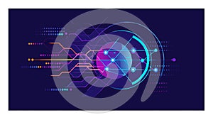 Futuristic Circular Tech Interface Data Visualization, vector design Generative AI