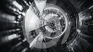 Futuristic circular tunnel creating abstract sci fi technology background