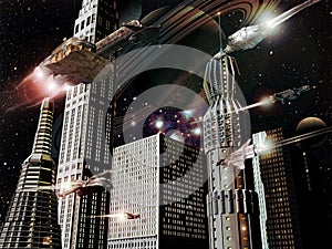 Futuristic city photo