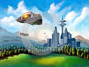 Futuristic city photo