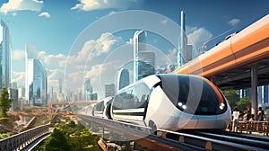 Futuristic City Advanced Transportation Realistic Illustration photo