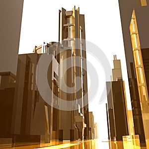 Futuristic city buildings background