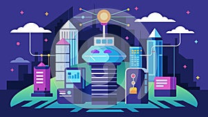 A futuristic city built upon a datacentric framework that ensures seamless communication and coordination between all