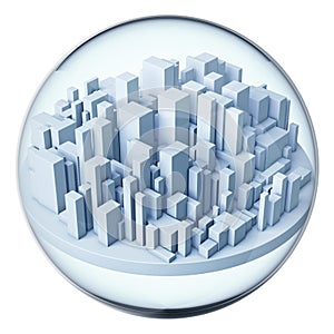 Futuristic city in glass ball
