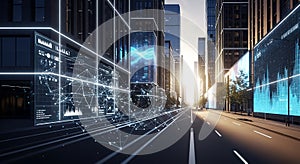 Smart City Technology Digital Network, Data Visualization, AI