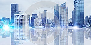 Futuristic city metro urban wide panorama banner