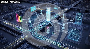 Futuristic city network visualization with glowing data streams and interconnected digital infrastructure