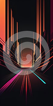 Futuristic city at night. Futuristic cityscape. Vector illustration.