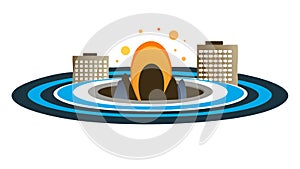 Futuristic City Ring Architecture, vector design Generative AI