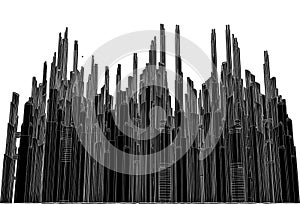 Futuristic City Of Skyscrapers Vector. Megalopolis City Landscape View. photo