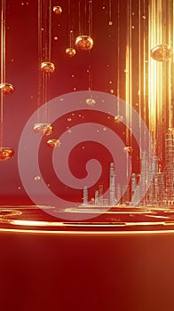 Futuristic cityscape with glowing elements