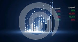 Futuristic Cloud Computing Background with Vertical Glowing Light Threads