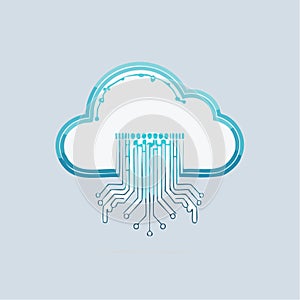 Futuristic Cloud Computing Circuit Icon