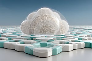 Futuristic Cloud Computing Concept with Abstract Geometric Patterns for Technology Design Generative AI