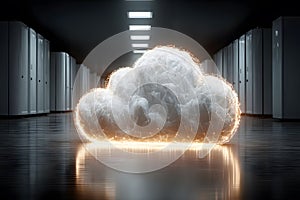 Futuristic Cloud Computing Concept in a Data Center Environment Generative AI