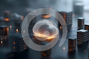 Futuristic Cloud Computing Concept for Digital Innovation and Data Storage Solutions Generative AI