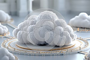 Futuristic Cloud Computing Concept with Digital Interface and Technology Network Generative AI