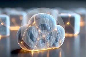 Futuristic Cloud Computing Concept with Glowing Network Connections Generative AI