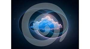 Futuristic Cloud Computing Concept: Secure Global Data Network Visualization for IT Solutions.