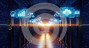 Futuristic Cloud Computing and Data Center Infrastructure cloud data server data storage cloud computing networks data security