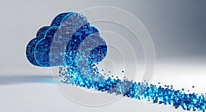 Futuristic Cloud Computing and Data Flow Concept with Digital Network Particles in 3D