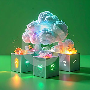 Futuristic Cloud Computing and Data Innovation Concept