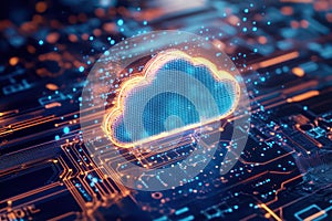 Futuristic cloud computing with digital circuit board