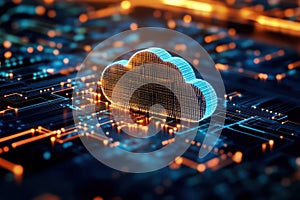 Futuristic cloud computing with digital circuit board