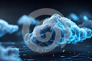 Futuristic Cloud Computing Digital Hologram Network Cyberpunk