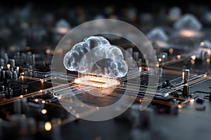 Futuristic Cloud Computing Digital Hologram Network Cyberpunk