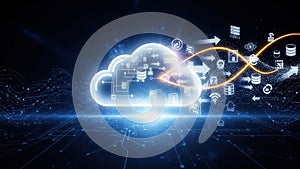 Futuristic Cloud Computing Digital Technology Network Visualization Concept