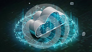 Futuristic Cloud Computing Network. Concept Cutting-edge Technology, Virtual Infrastructure, Data