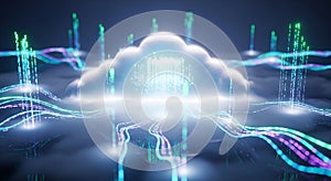 Futuristic cloud computing network data flow and digital transformation technology