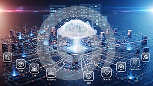 Futuristic Cloud Computing Network Digital Technology Visualization