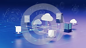 Futuristic Cloud Computing Network With Servers and Data Storage image photo